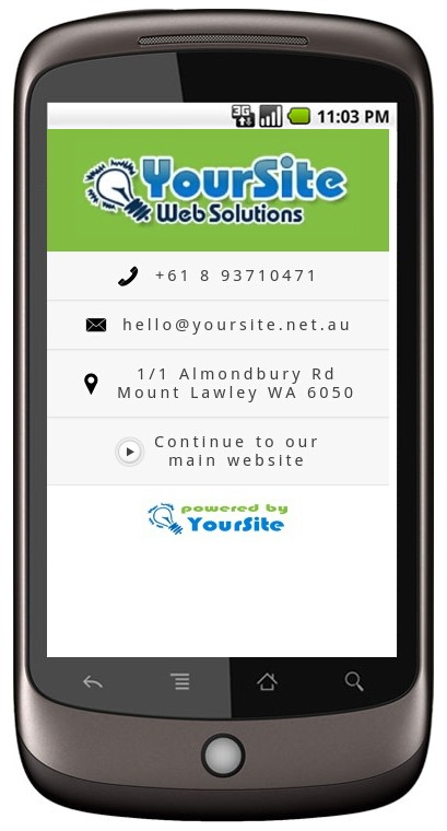 YourSite Mobile Landing Page